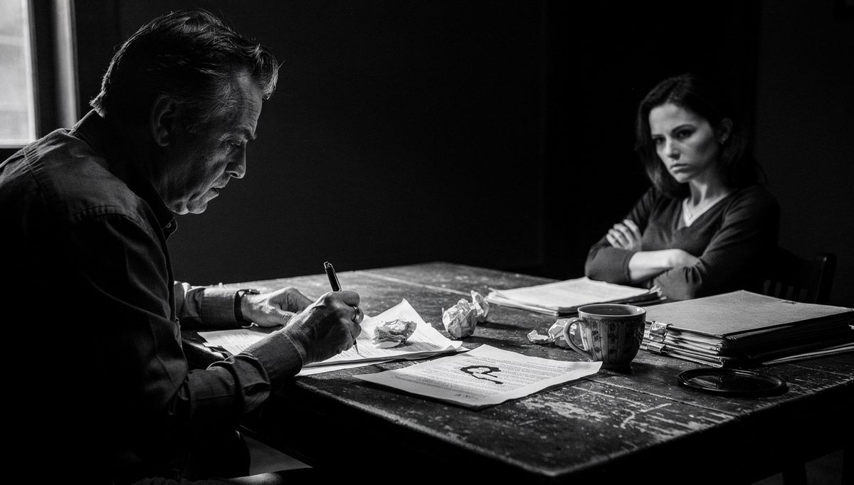 Two negotiators at a desk discussing real estate anchoring techniques