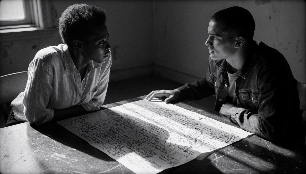 Two colleagues building team synergy over handwritten planning notes
