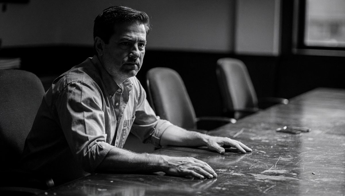 Man alone at table showing body language patterns of disengagement