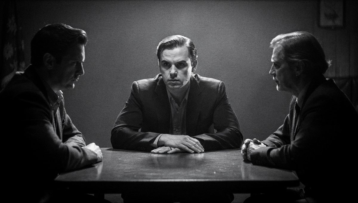 Three colleagues in tense workplace mediation skills session