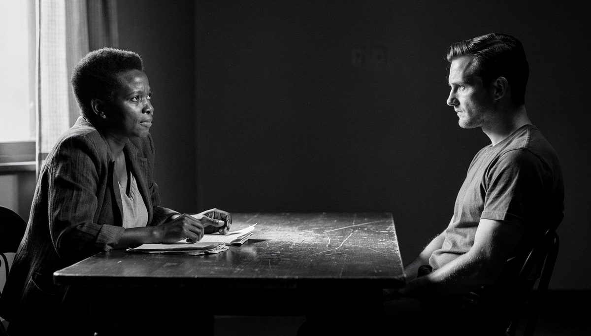 Two people misreading body language signals across a table