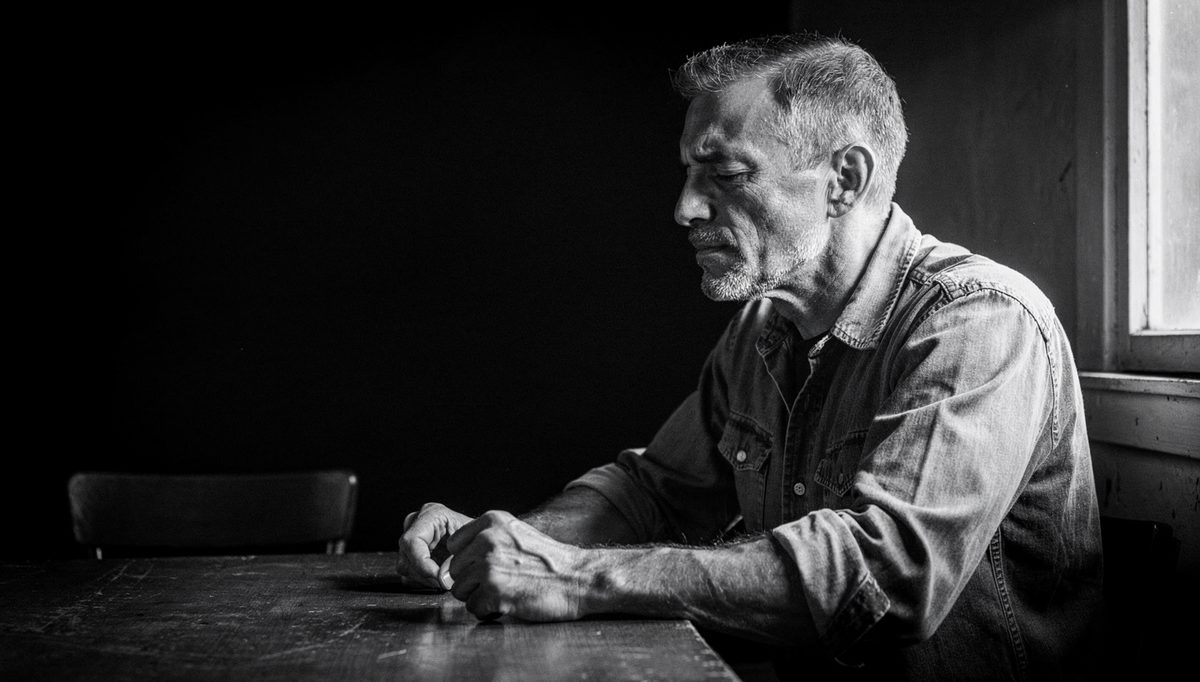 Man gripping table practising emotional control tips during conflict