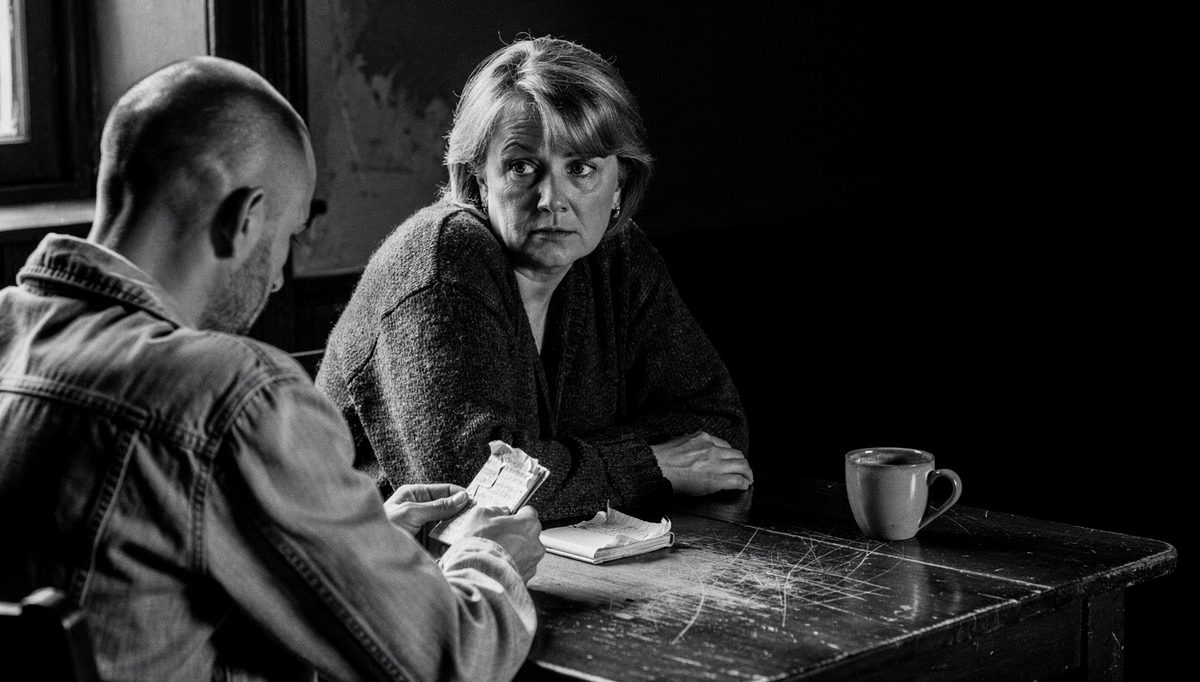 Manager delivering positive reinforcement feedback across a table, looking direct
