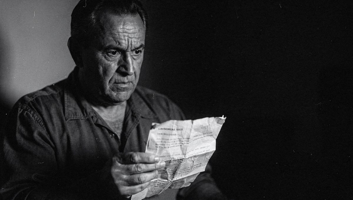 Man reading written feedback email, written feedback mistakes visible