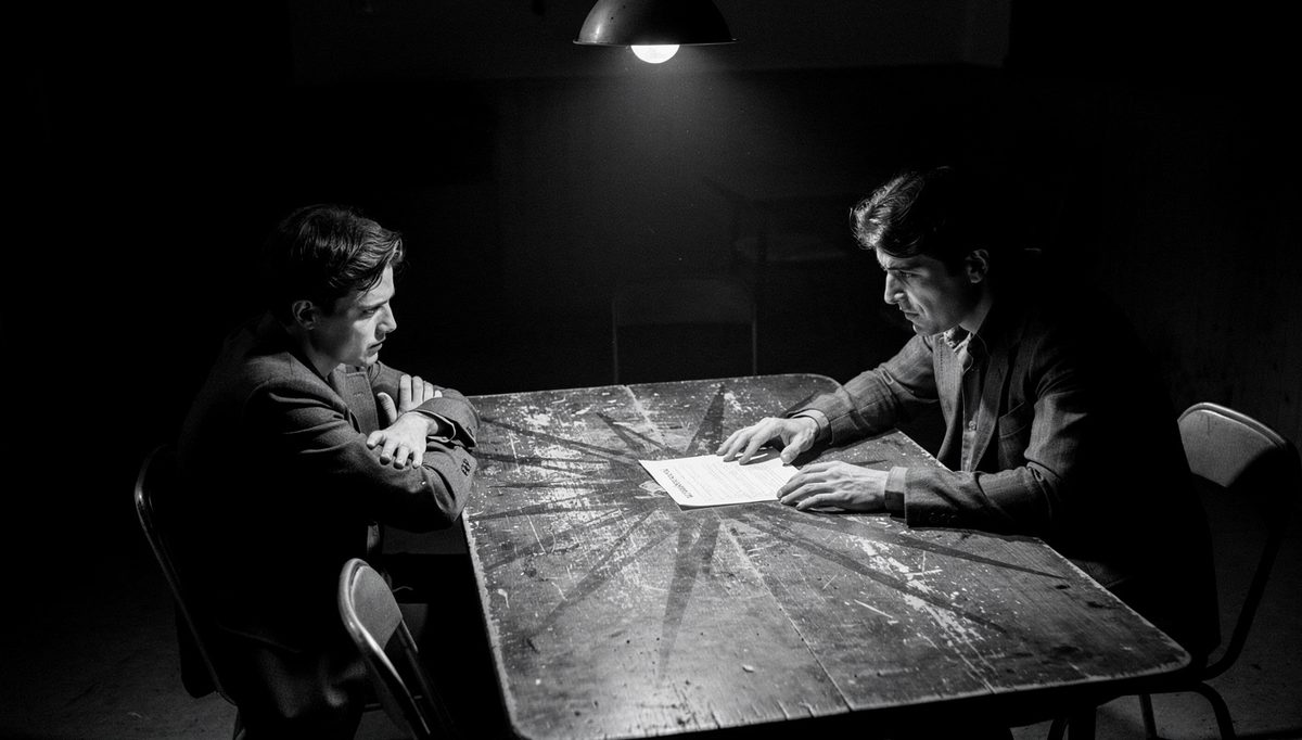 Two negotiators at table, anchoring in negotiation standoff