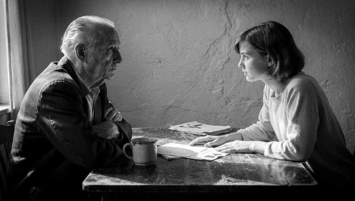 Older man and younger woman body language age contrast