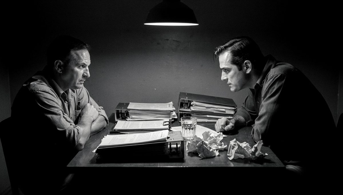 Two negotiators in tense standoff illustrating chronic conflict patterns