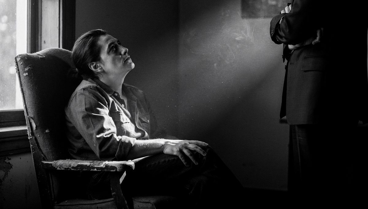 Person in chair with focused gaze illustrating body language interpretation