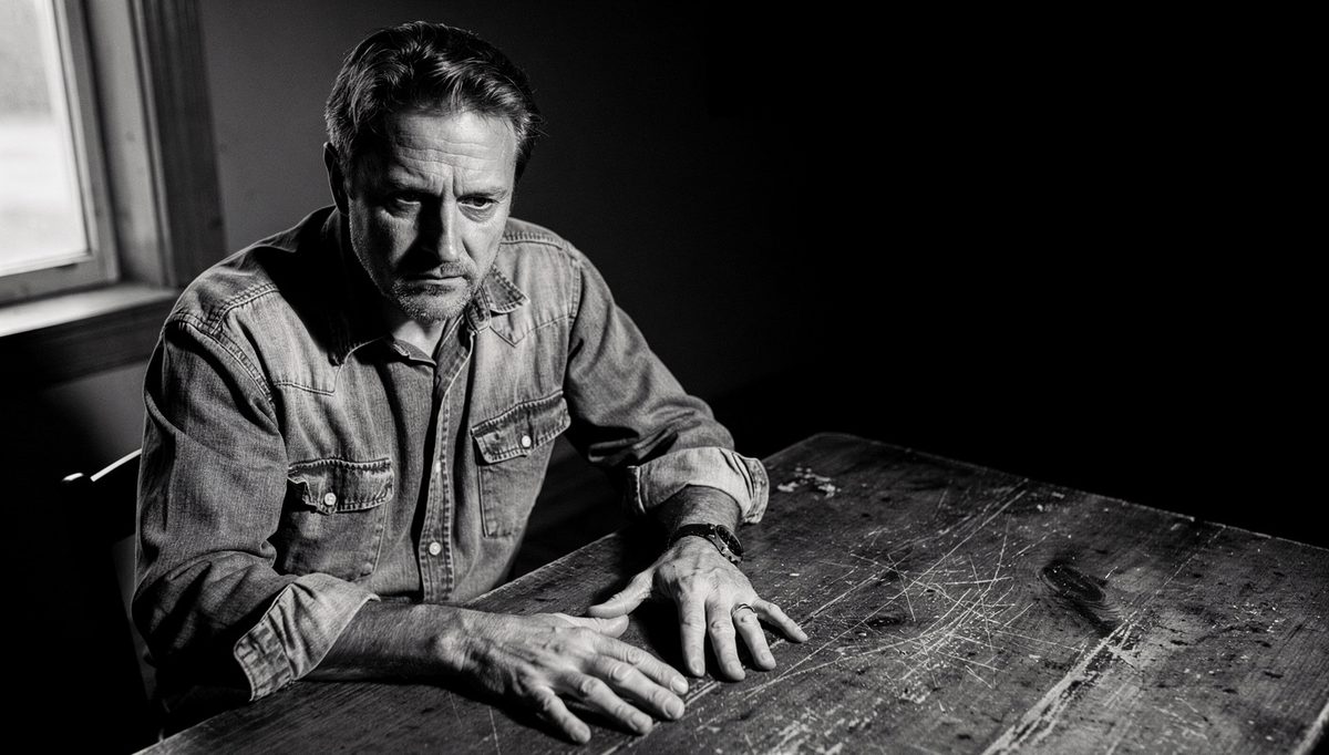 Man examining hands in self-awareness in conflict reflection