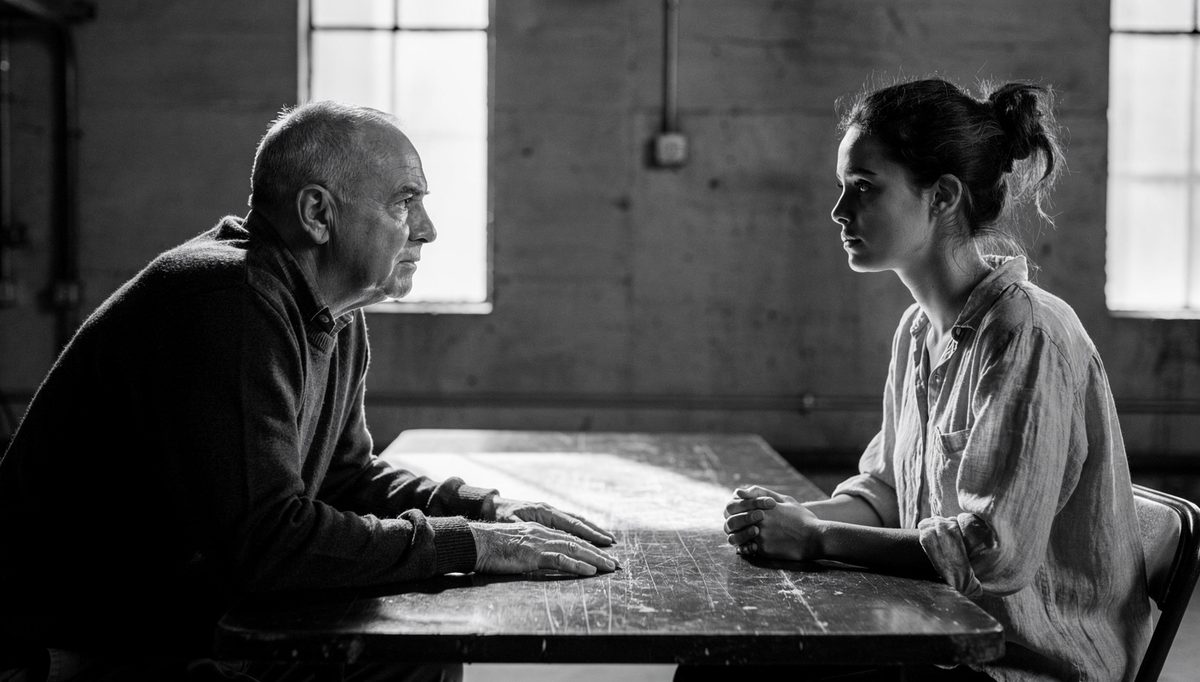 Two people in tense repair conversation showing physical expression trust