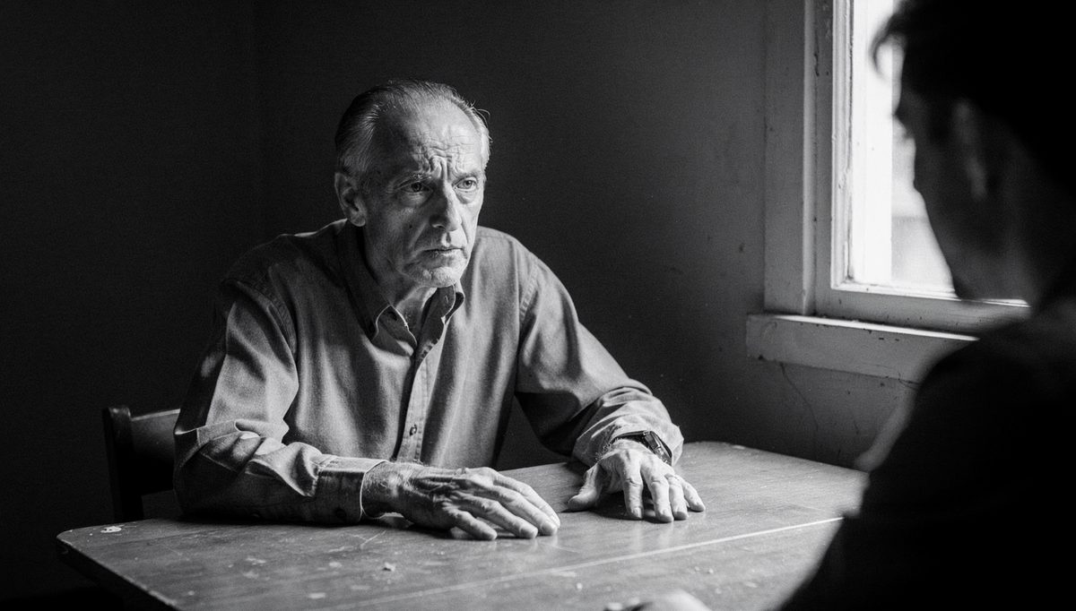 Older man practising patient hearing with focused gaze