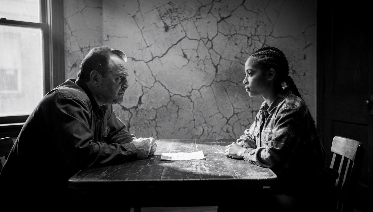 Two people in tense physical expression conflict resolution conversation