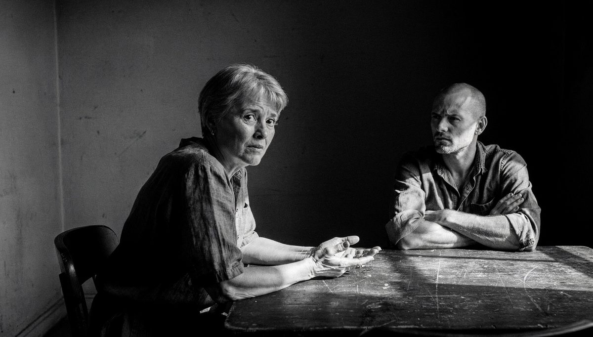 Two colleagues in tense assertive communication without aggression moment