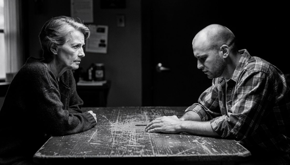 Manager and employee in team disengagement conversation across table