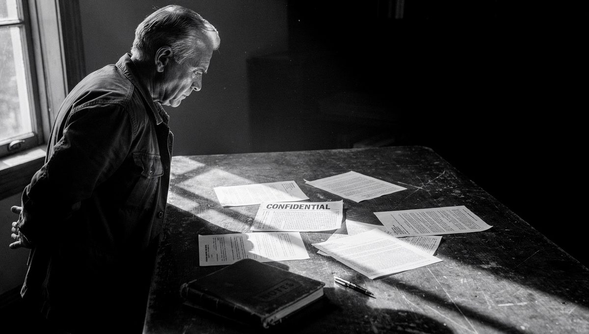 Man documenting conflict during negotiation at a scarred table