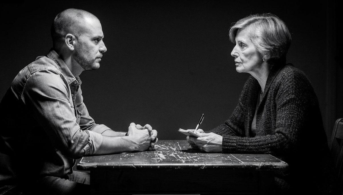 Two colleagues in direct conversation, give feedback effectively shown