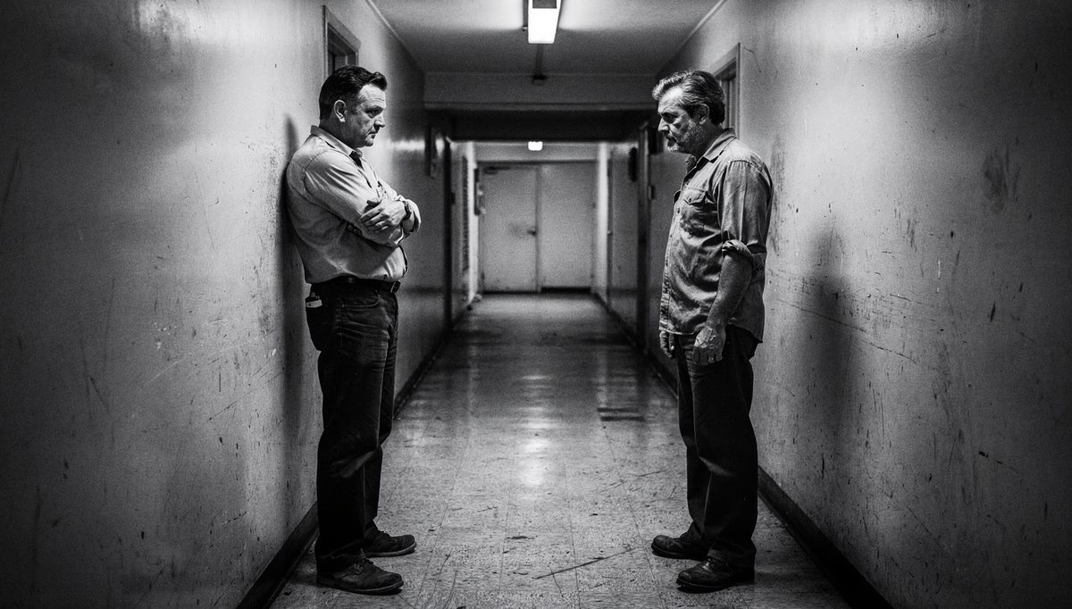 Two colleagues facing each other in a difficult conversation immediately after an incident