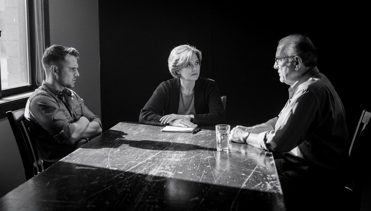 Two business partners in mediation session, mediate disputes partners