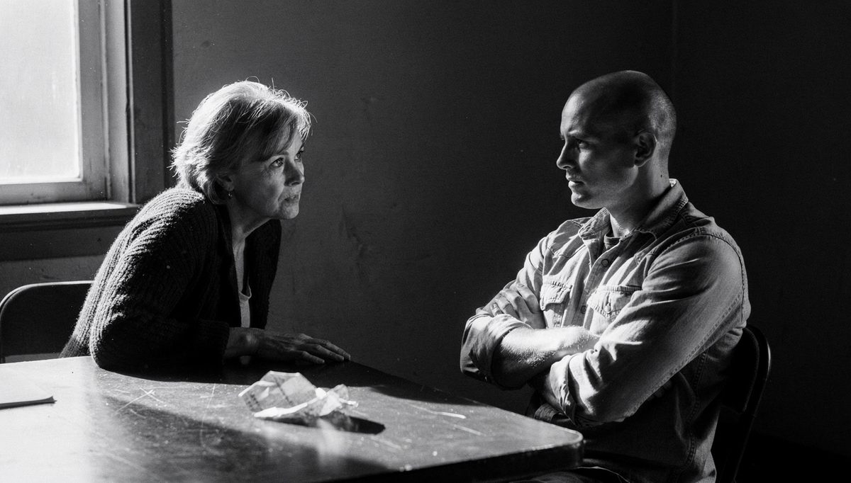 Two colleagues in difficult conversation during organizational change uncertainty