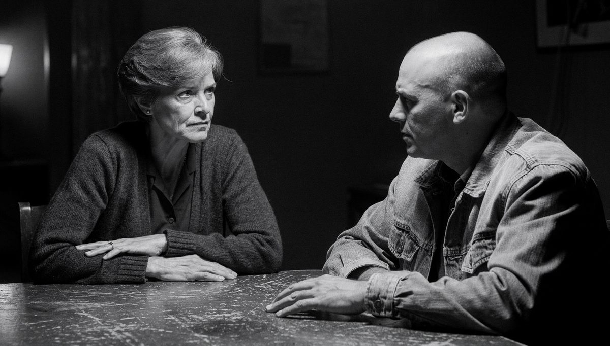 Two people at table showing physical expression reading cues