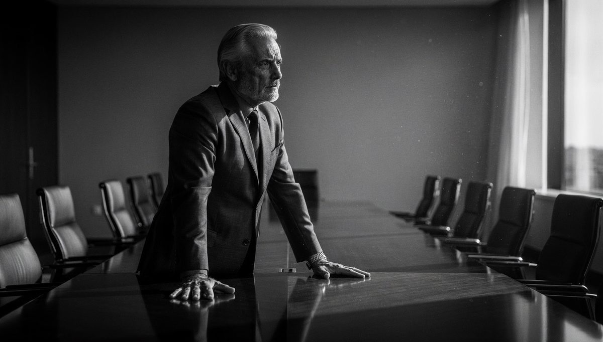 Leader standing alone before a leader departure announcement