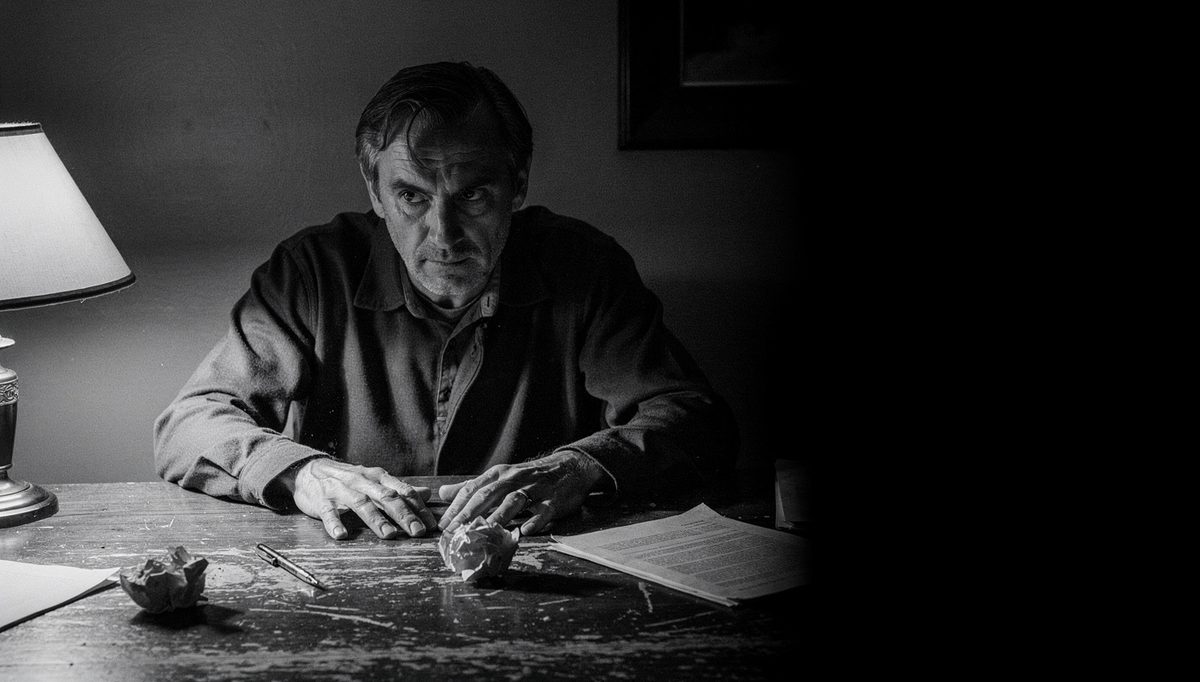 Man confronting reflection, absorbing toxic traits from others