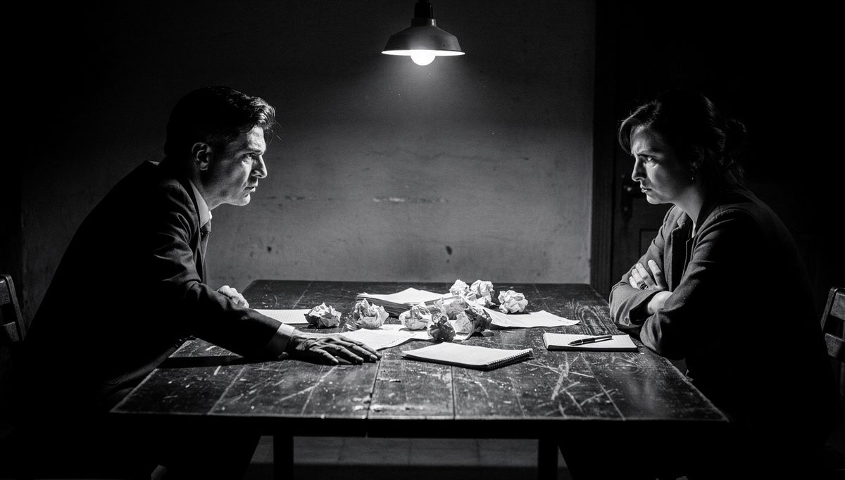 Two people negotiating across a table using non-monetary anchors