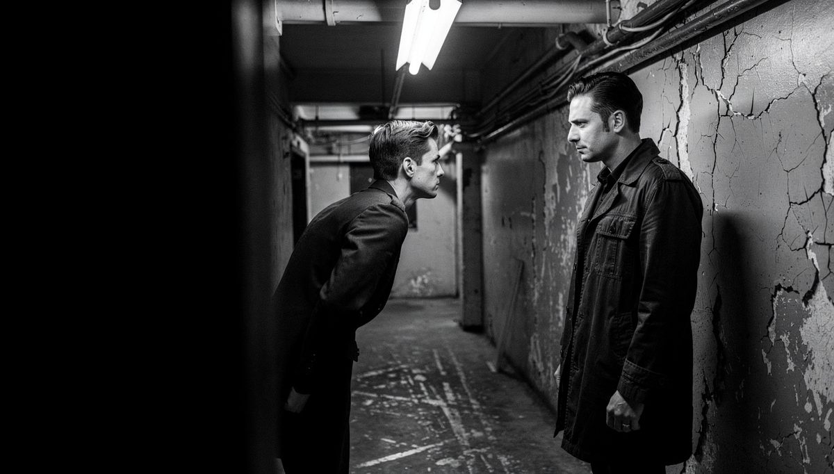 Two people in tense conversation illustrating workplace tension transparency