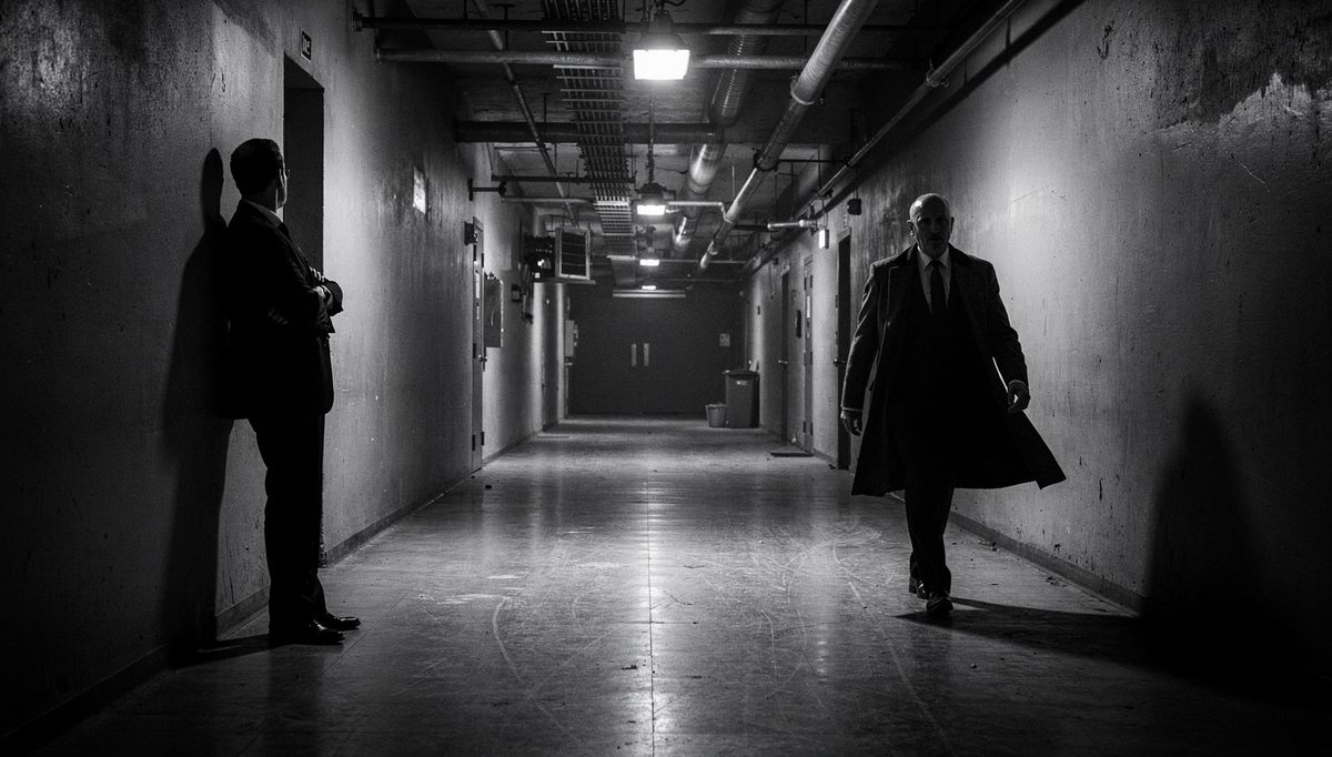 Two leaders with contrasting introvert vs extrovert presence in corridor