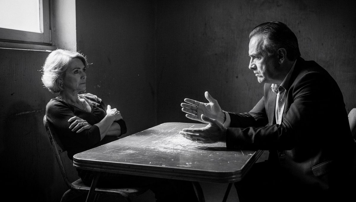 Two people in tense conversation illustrating patient hearing scenarios