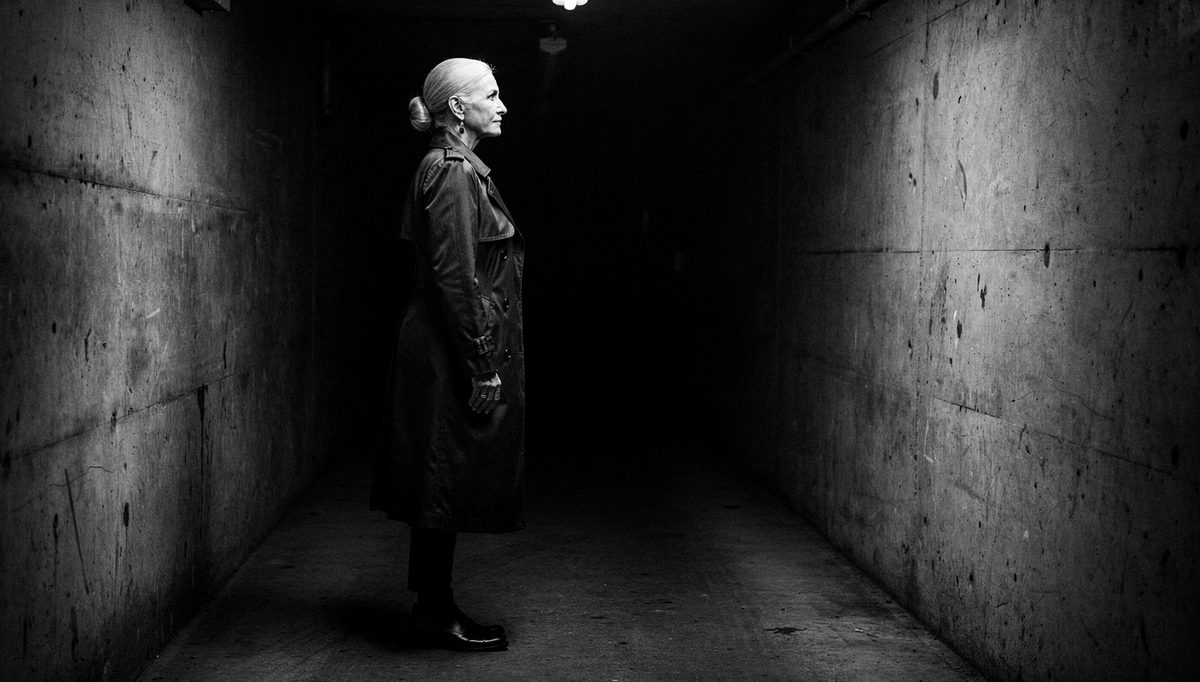 Woman standing tall in corridor embodying power posture ritual