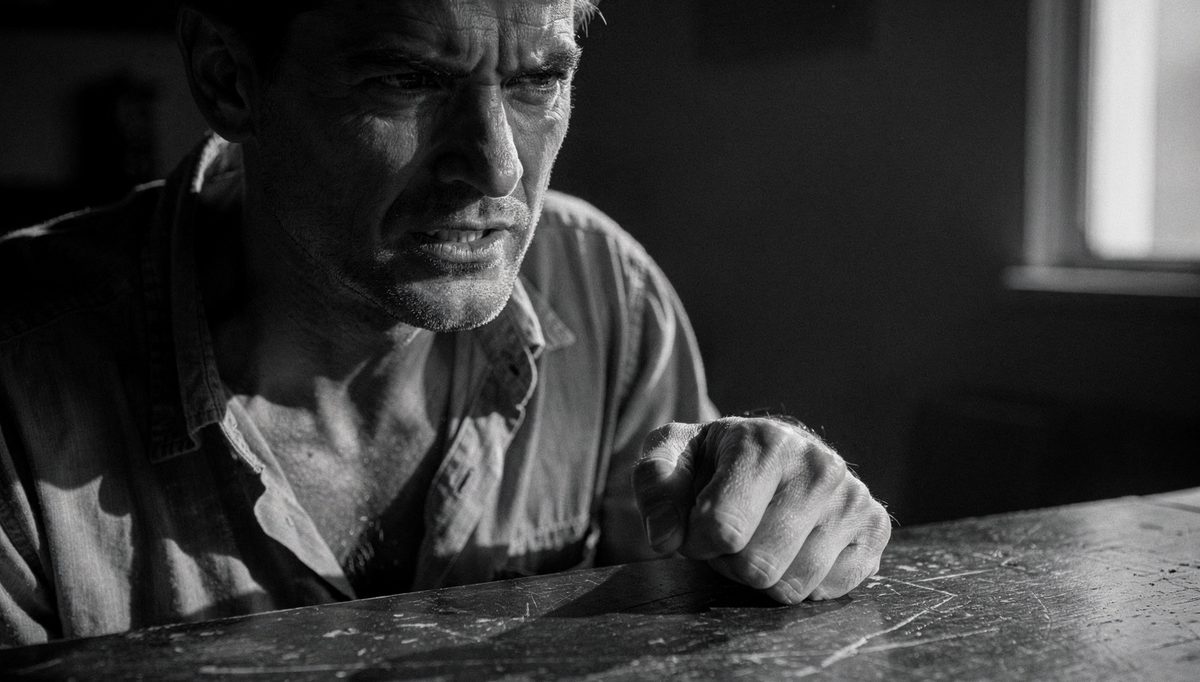 Man clenching fist during conflict, emotional control mistakes visible