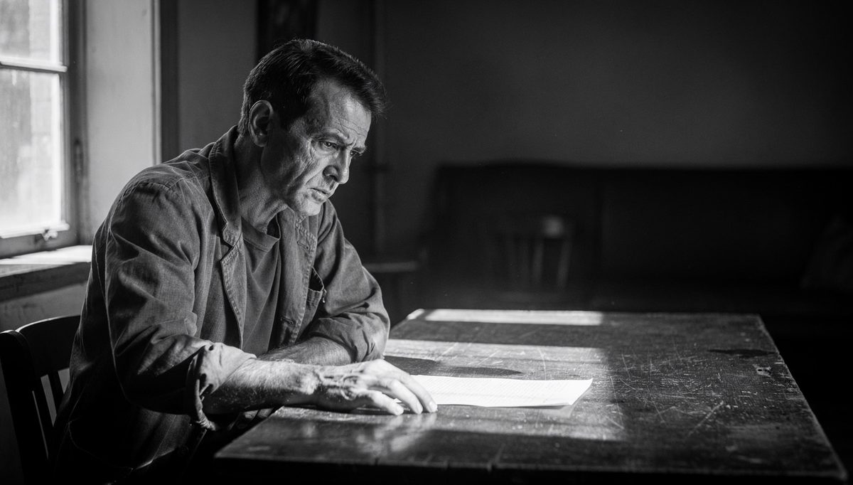Man at desk reflecting on emotional self-awareness under uncertainty