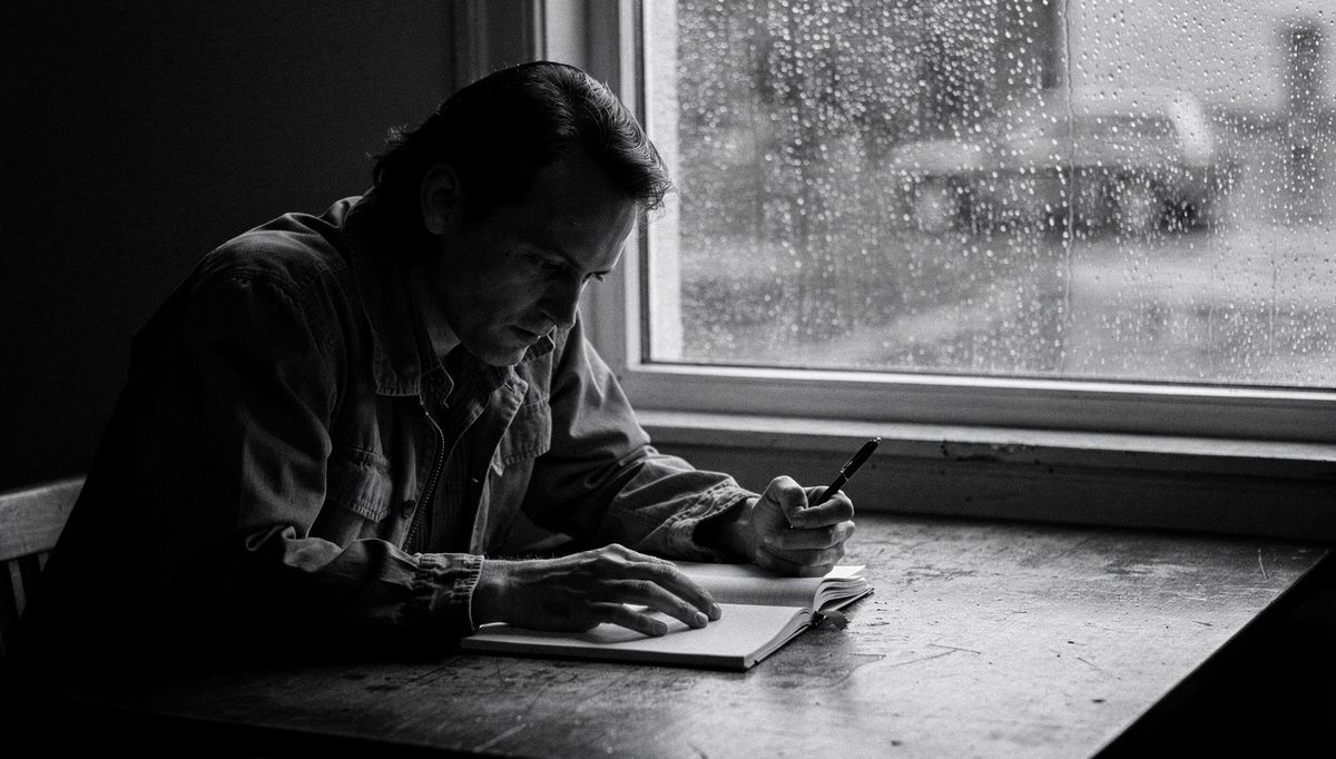 Solitary figure in window light deepening solitude self-awareness