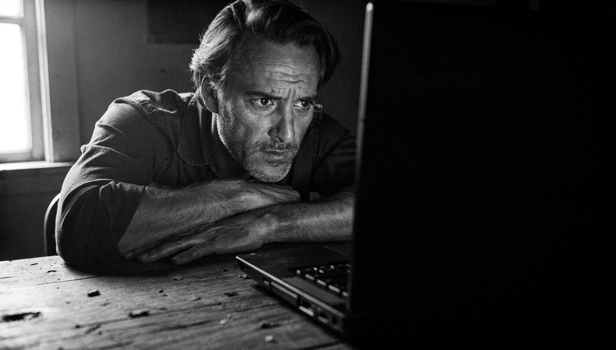 Man at desk using virtual mediation tips during remote conflict