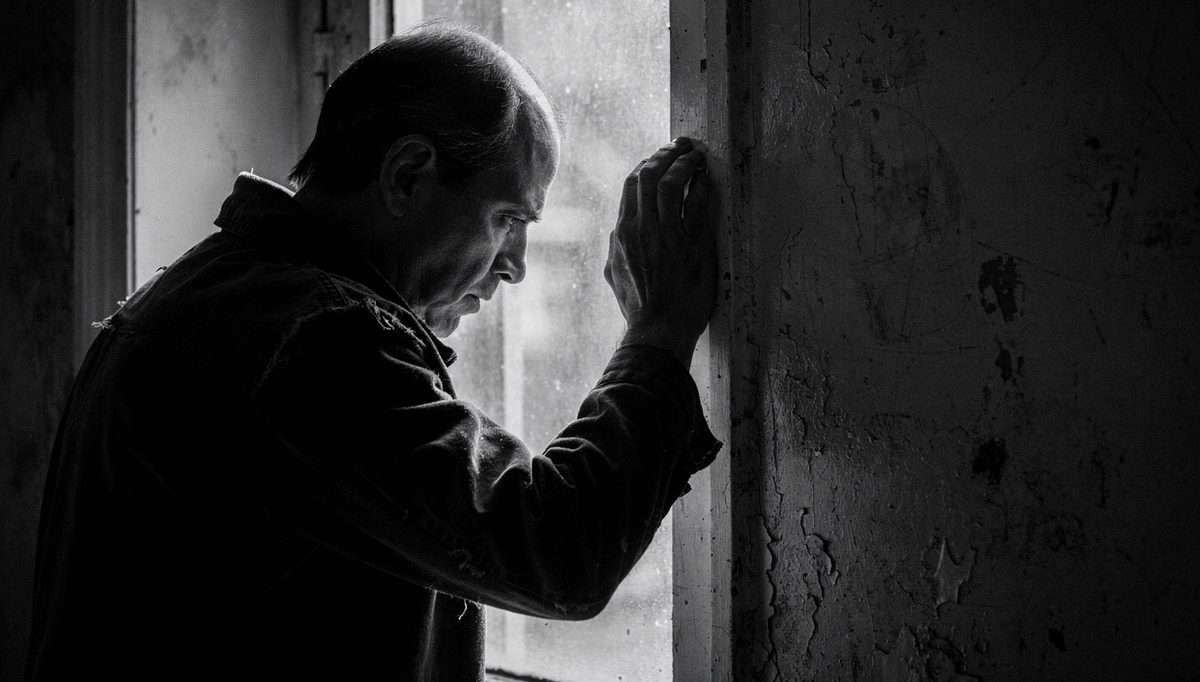 Man at window reflecting, emotional self-awareness moment