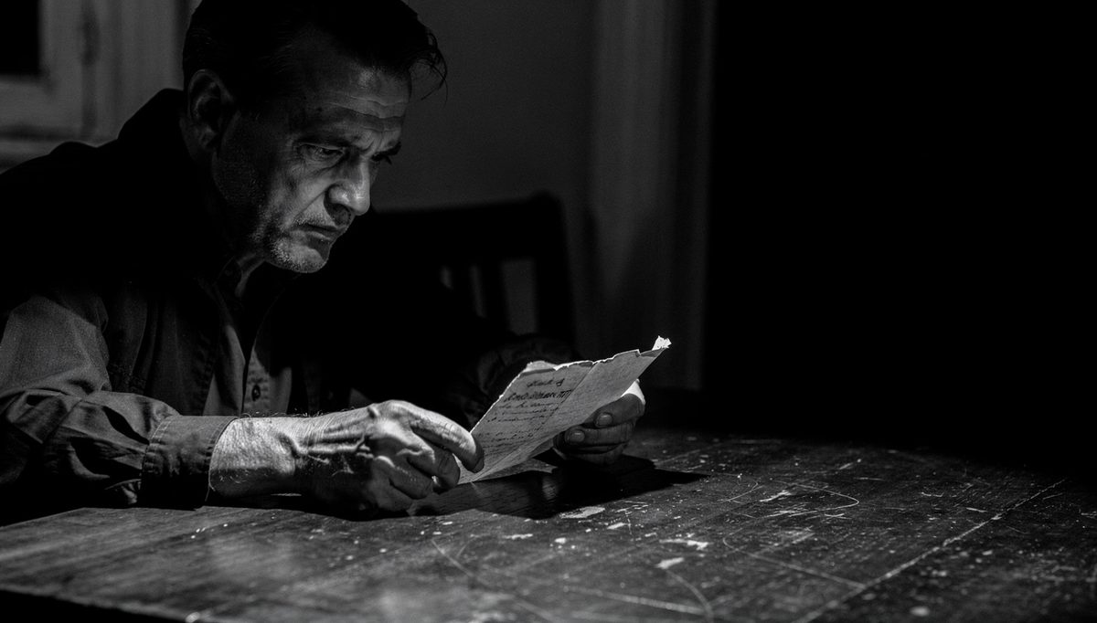 Man reading letter, emotional self-awareness and quiet reflection