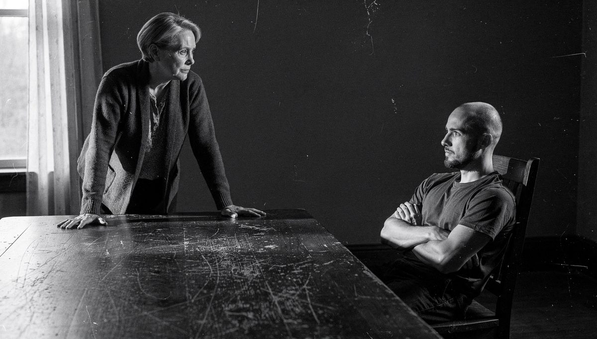 Woman and man in tense exchange, body language communication visible