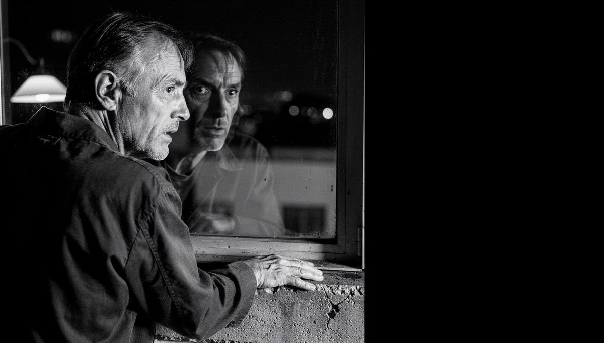 Man studying his reflection, emotional intelligence self-awareness concept