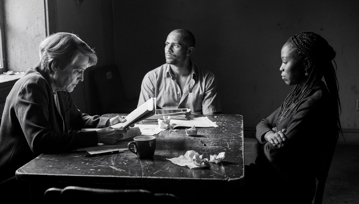 Team synergy breaks down during a tense high-pressure project meeting